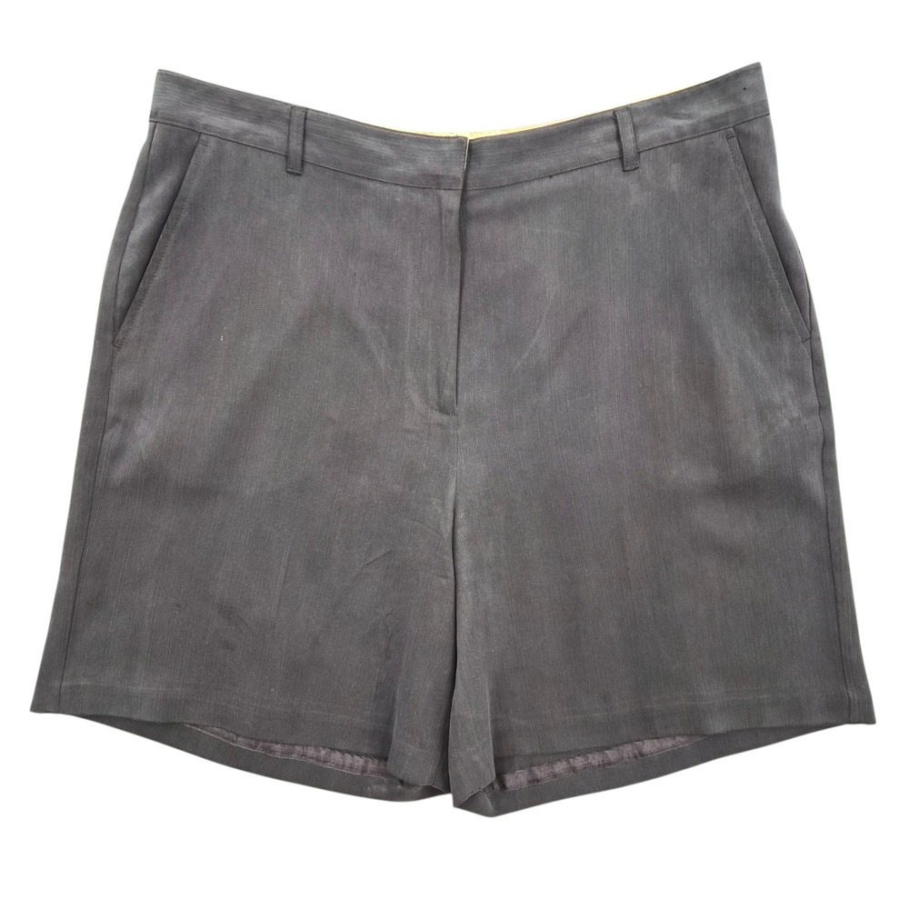Tommy Bahama Womens 100% Silk Herringbone Shorts Charcoal Gray Size 14 High Rise